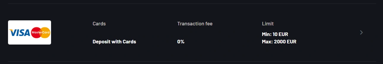 Donbet Casino supported payment methods including Visa, Mastercard, PayPal and crypto